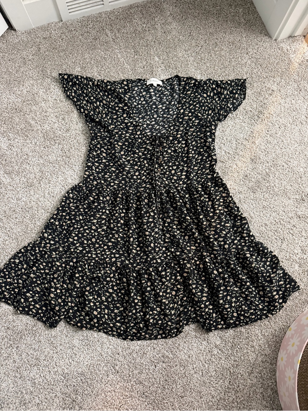 black floral mini dress